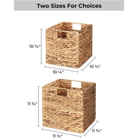 Wicker Baskets for Storage with Liners, Water Hyacinth Storage Baskets - Picture 6 of 7